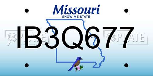 IB3Q677 Missouri License Plate