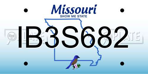 IB3S682 Missouri License Plate