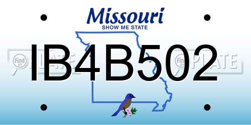 IB4B502 Missouri License Plate