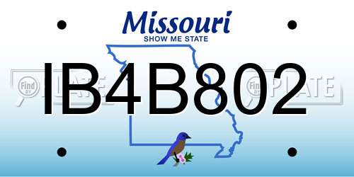 IB4B802 Missouri License Plate