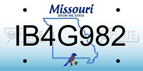IB4G982 Missouri License Plate