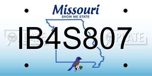 IB4S807 Missouri License Plate