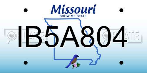 IB5A804 Missouri License Plate
