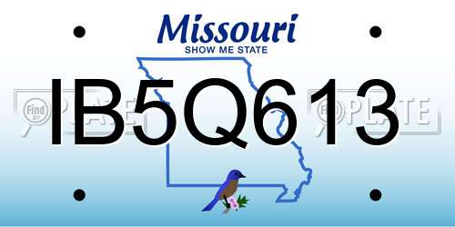 IB5Q613 Missouri License Plate