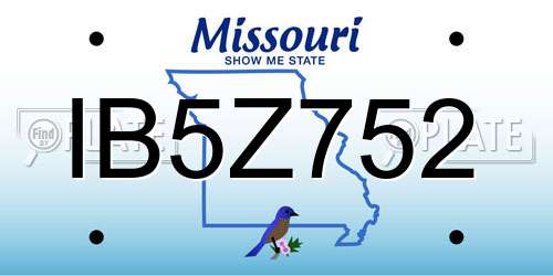 IB5Z752 Missouri License Plate