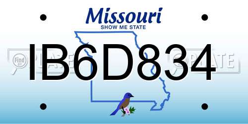 IB6D834 Missouri License Plate