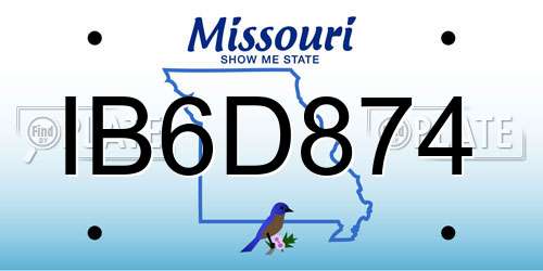 IB6D874 Missouri License Plate