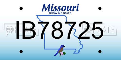 IB78725 Missouri License Plate