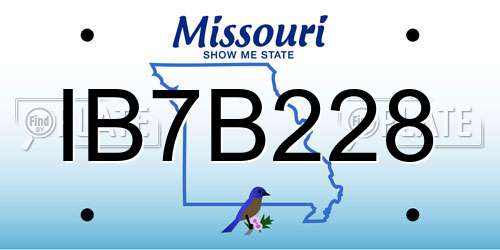 IB7B228 Missouri License Plate