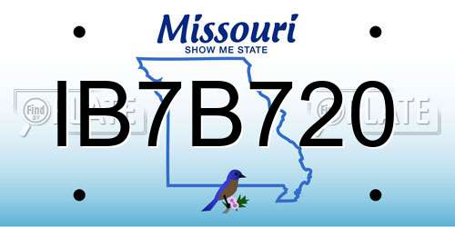 IB7B720 Missouri License Plate