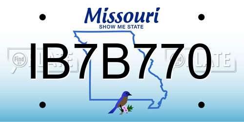 IB7B770 Missouri License Plate