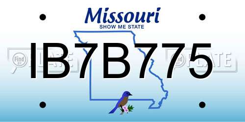 IB7B775 Missouri License Plate