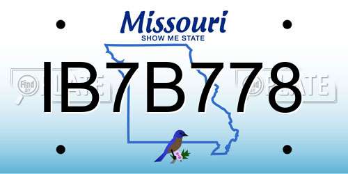IB7B778 Missouri License Plate