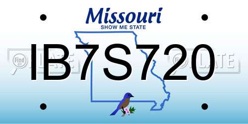 IB7S720 Missouri License Plate