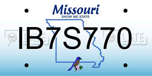 IB7S770 Missouri License Plate