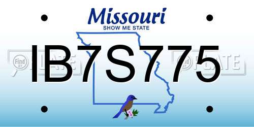 IB7S775 Missouri License Plate