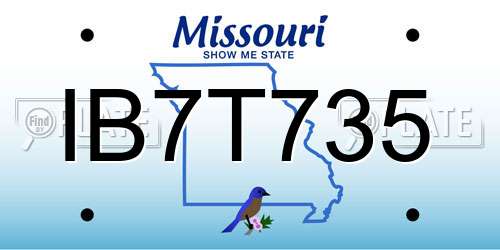 IB7T735 Missouri License Plate