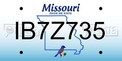 IB7Z735 Missouri License Plate