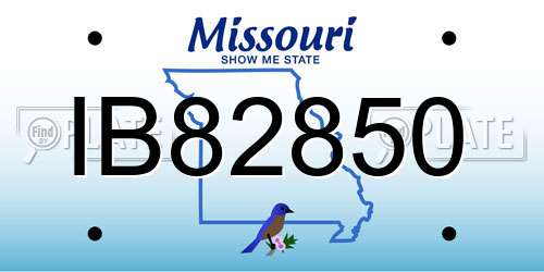 IB82850 Missouri License Plate