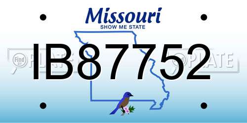 IB87752 Missouri License Plate