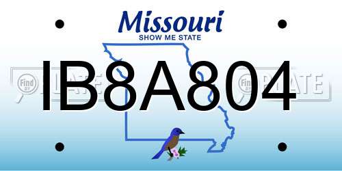 IB8A804 Missouri License Plate