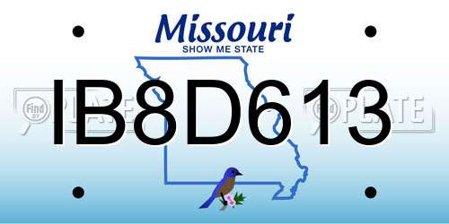 IB8D613 Missouri License Plate