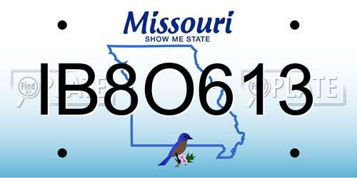 IB8O613 Missouri License Plate