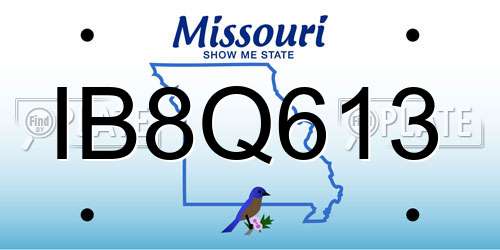 IB8Q613 Missouri License Plate