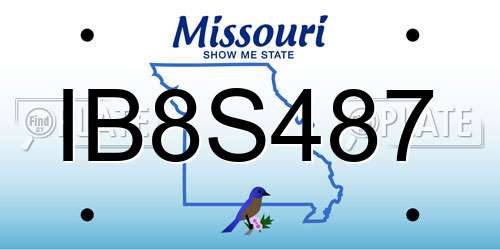 IB8S487 Missouri License Plate