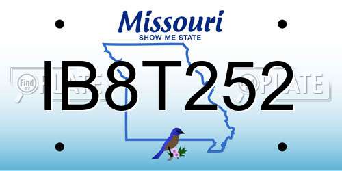 IB8T252 Missouri License Plate