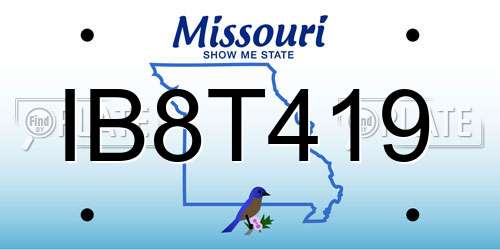 IB8T419 Missouri License Plate