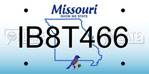 IB8T466 Missouri License Plate