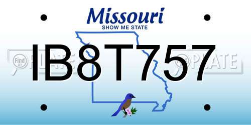 IB8T757 Missouri License Plate