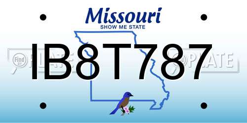 IB8T787 Missouri License Plate