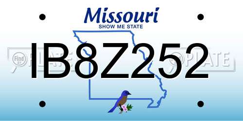 IB8Z252 Missouri License Plate
