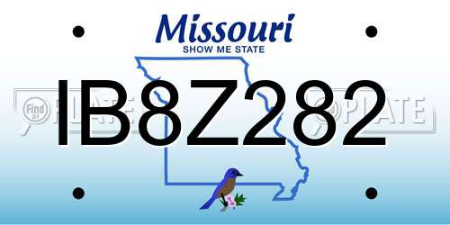 IB8Z282 Missouri License Plate