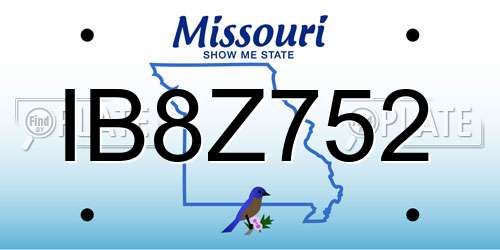 IB8Z752 Missouri License Plate