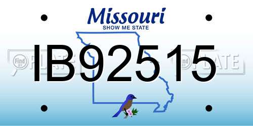 IB92515 Missouri License Plate