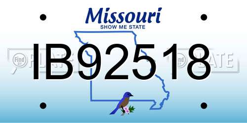 IB92518 Missouri License Plate