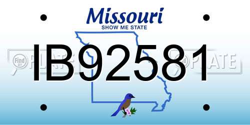 IB92581 Missouri License Plate