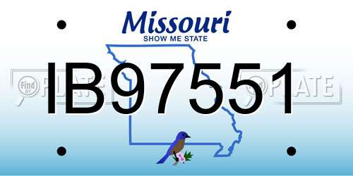 IB97551 Missouri License Plate