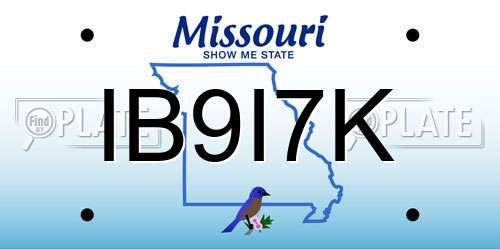 IB9I7K Missouri License Plate