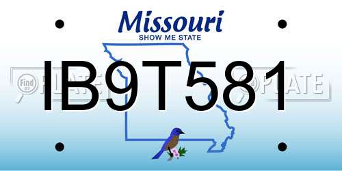 IB9T581 Missouri License Plate