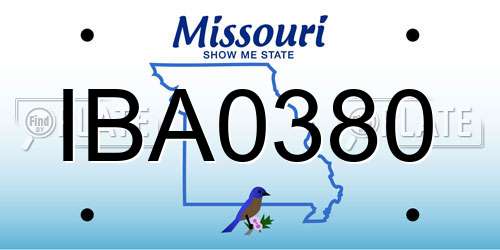 IBA0380 Missouri License Plate