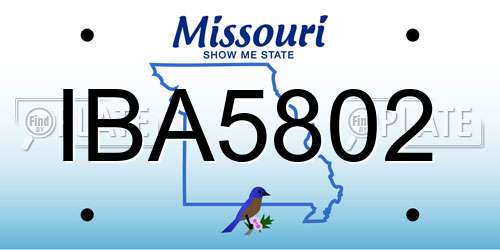 IBA5802 Missouri License Plate