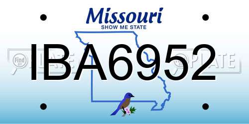 IBA6952 Missouri License Plate