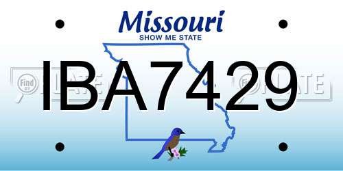 IBA7429 Missouri License Plate