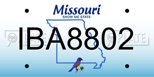 IBA8802 Missouri License Plate