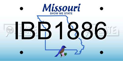 IBB1886 Missouri License Plate