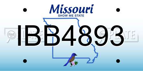 IBB4893 Missouri License Plate